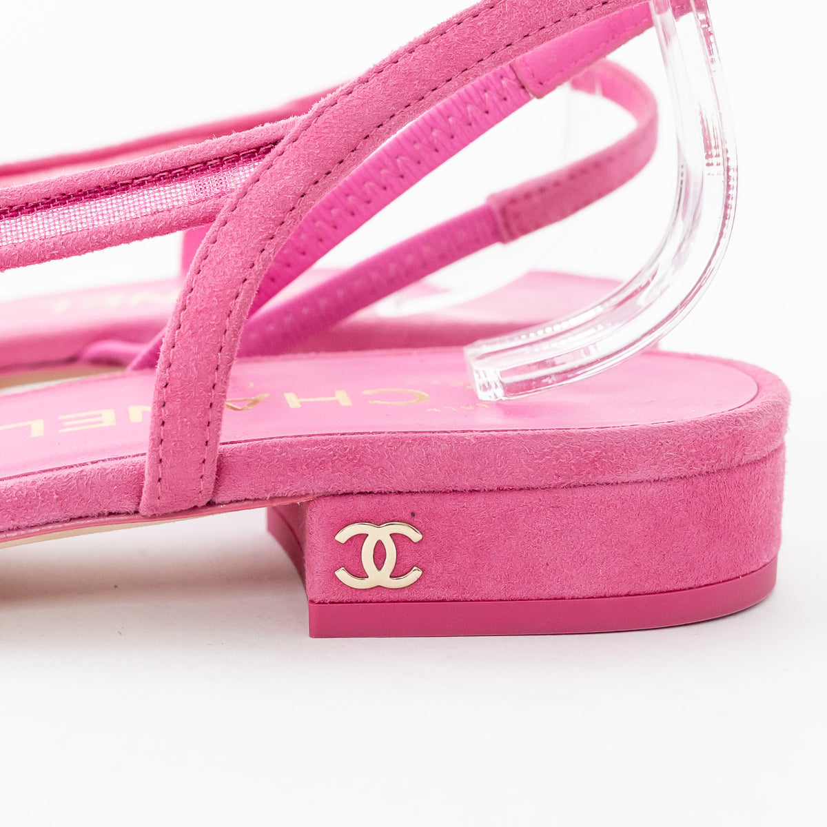 Pre-Loved Chanel™ Pink Suede Mesh Slingbacks Size 38