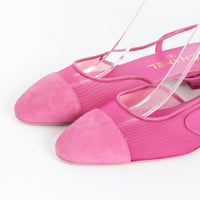 Pre-Loved Chanel™ Pink Suede Mesh Slingbacks Size 38