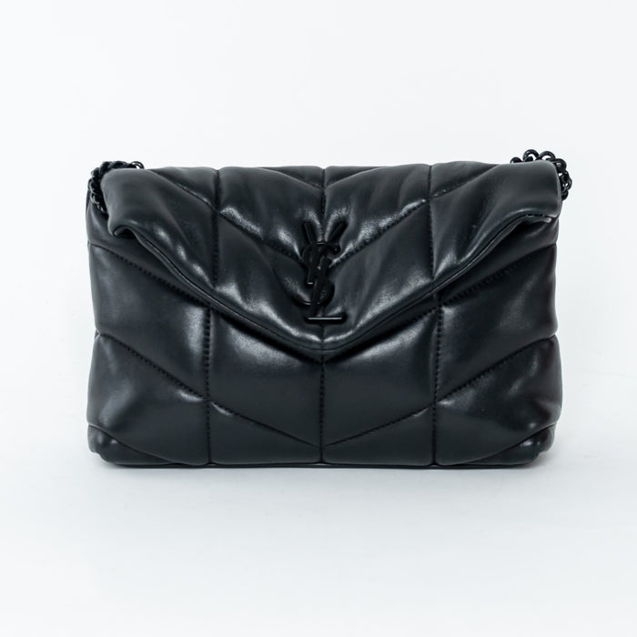 Saint Laurent Black Lambskin Leather Toy Loulou Puffer Chain Bag