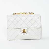 Pre-Loved Chanel™ White Lambskin Leather Vintage Mini Square Flap Bag