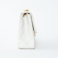 Pre-Loved Chanel™ White Lambskin Leather Vintage Mini Square Flap Bag