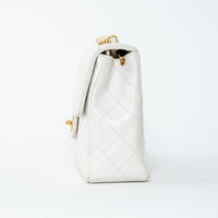 Pre-Loved Chanel™ White Lambskin Leather Vintage Mini Square Flap Bag