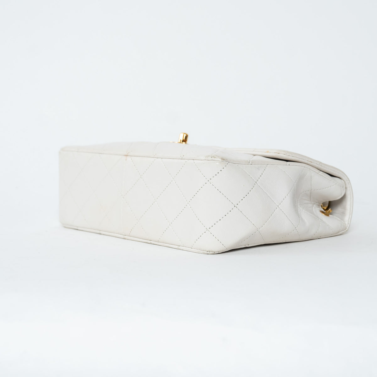 Pre-Loved Chanel™ White Lambskin Leather Vintage Mini Square Flap Bag