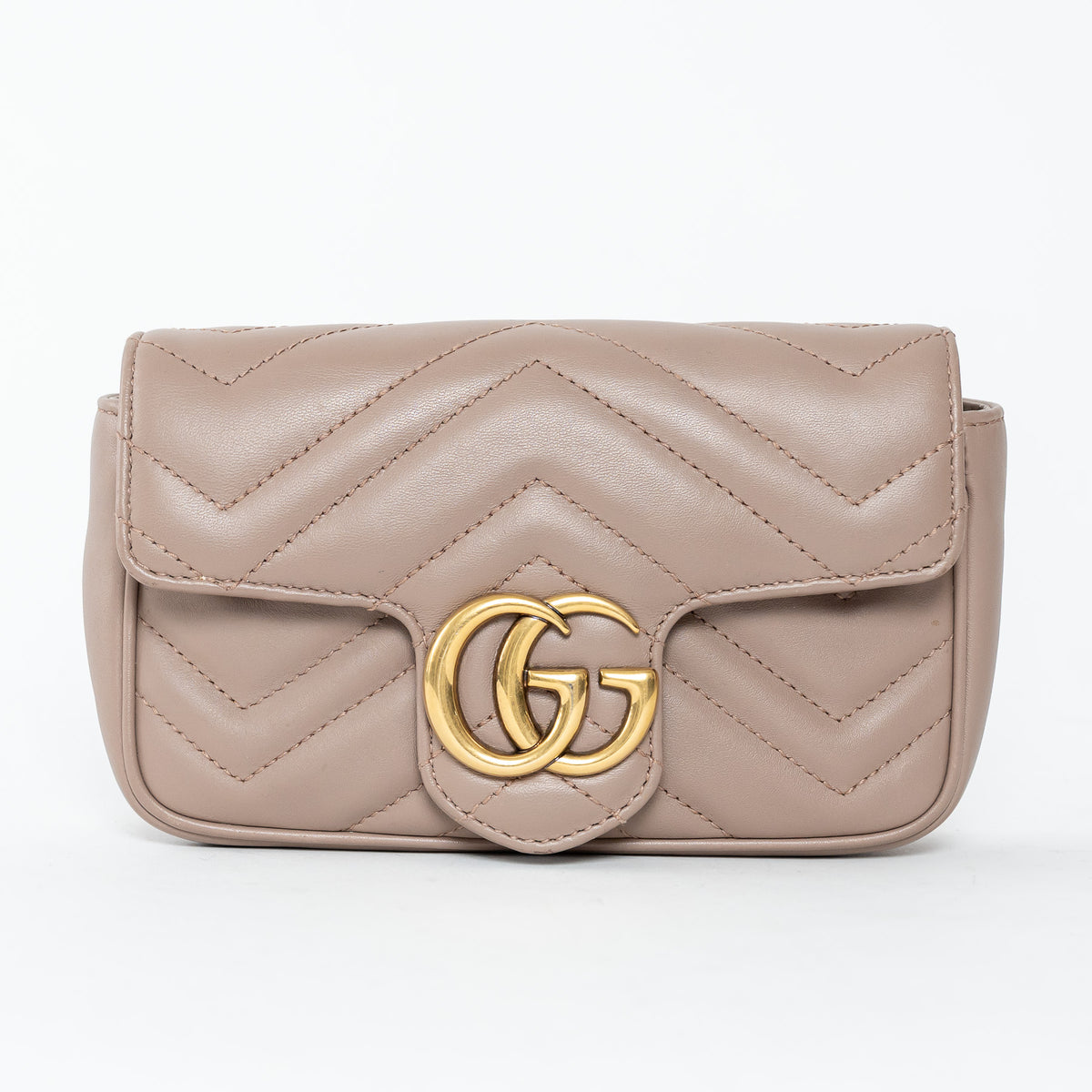 Gucci Mauve Nappa Leather GG Marmont Super Mini Crossbody Bag