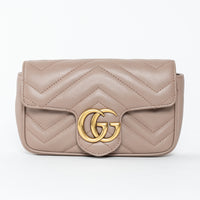 Gucci Mauve Nappa Leather GG Marmont Super Mini Crossbody Bag