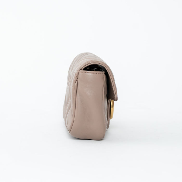 Gucci Mauve Nappa Leather GG Marmont Super Mini Crossbody Bag