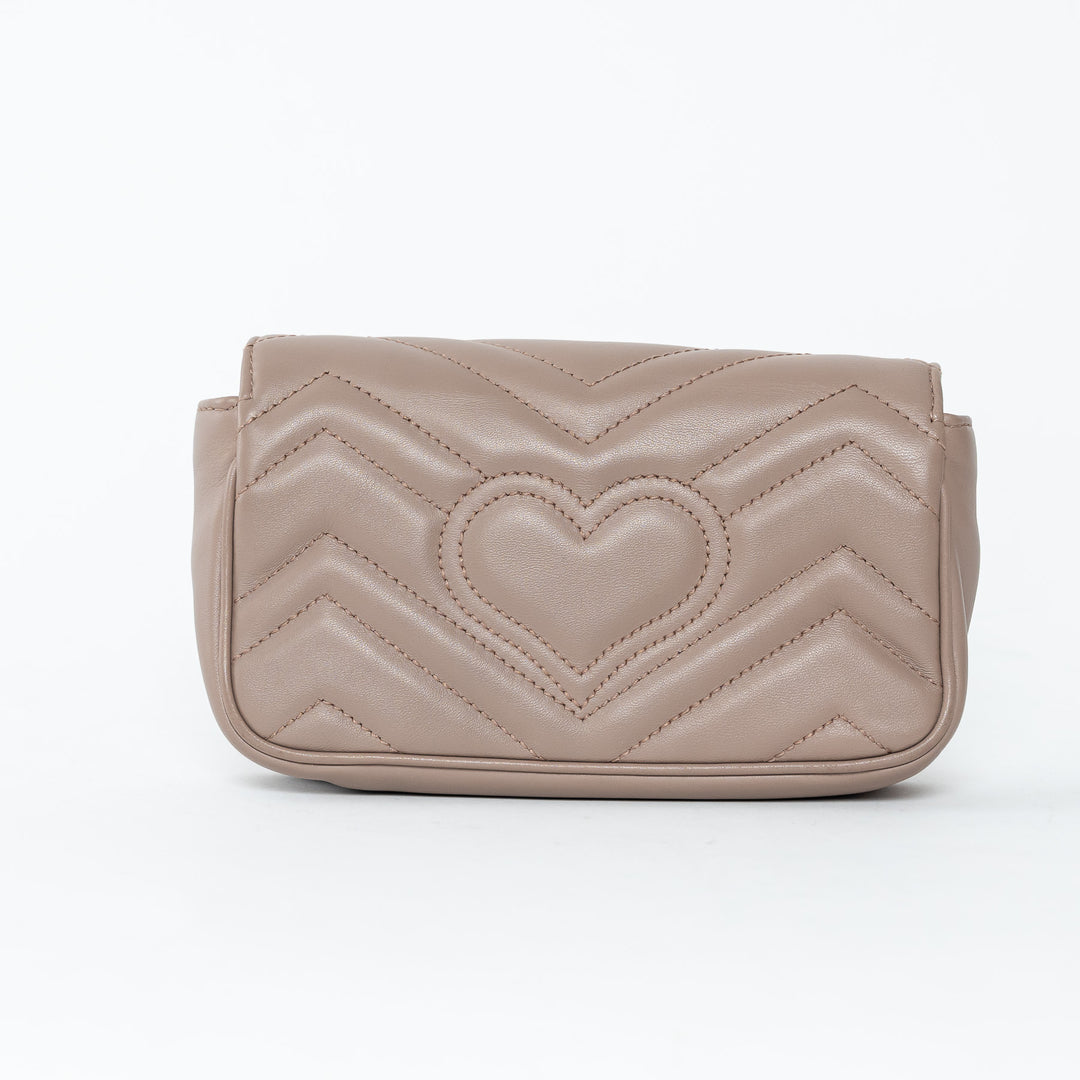 Gucci Mauve Nappa Leather GG Marmont Super Mini Crossbody Bag