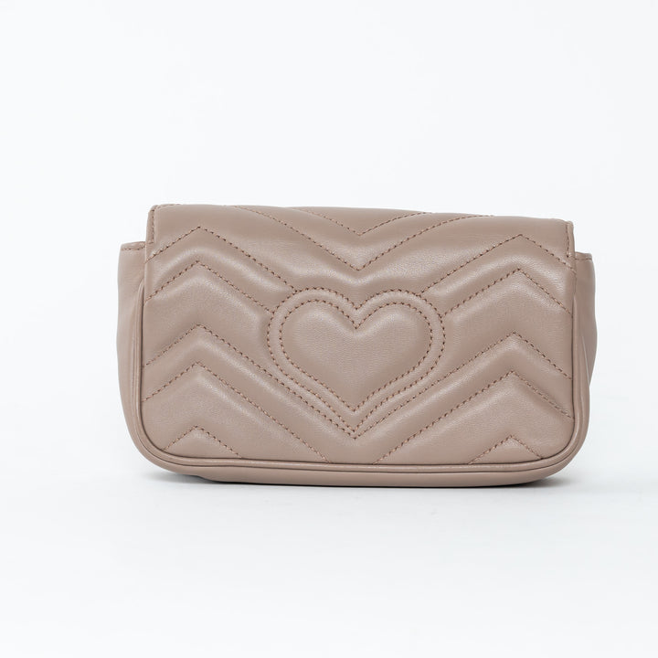 Gucci Mauve Nappa Leather GG Marmont Super Mini Crossbody Bag