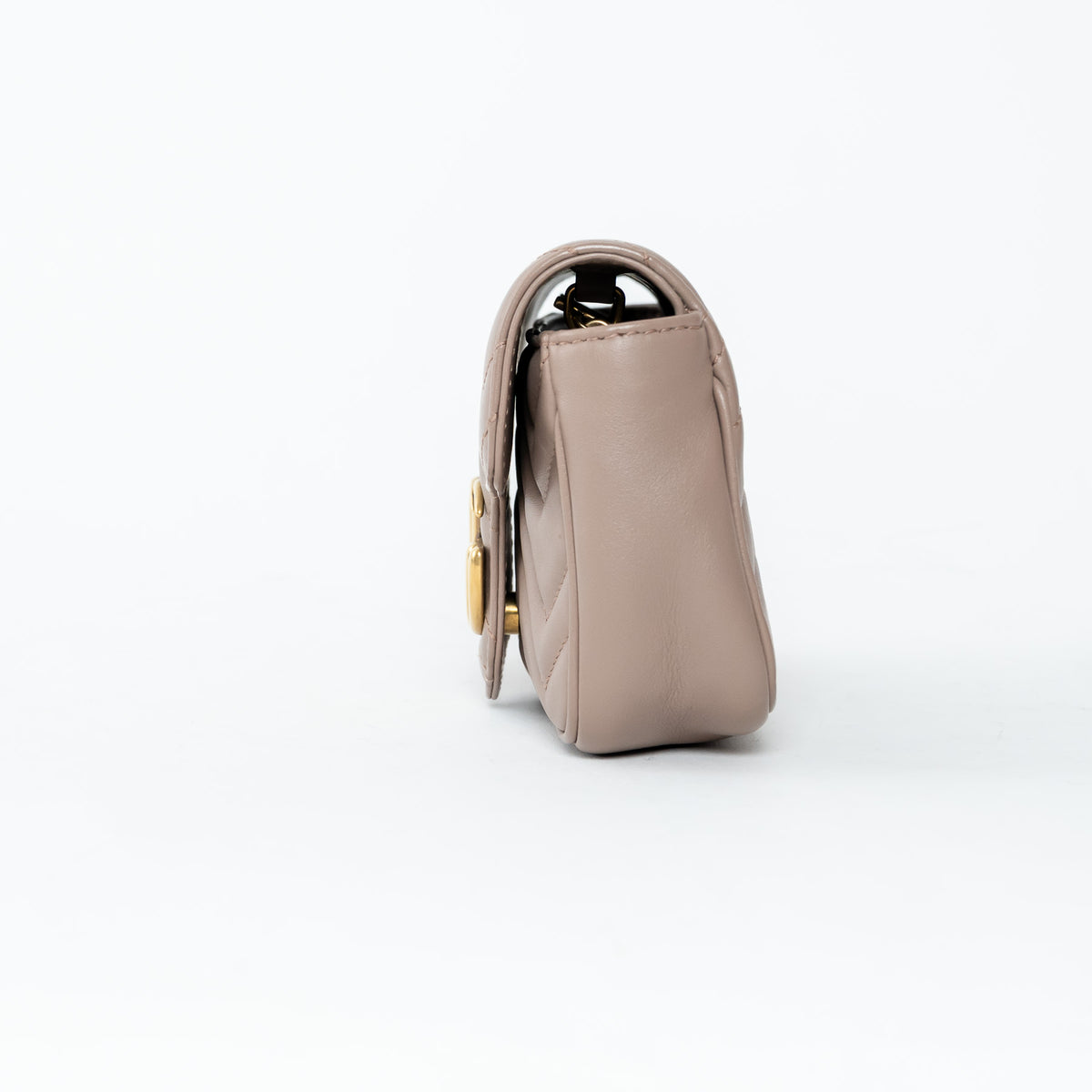 Gucci Mauve Nappa Leather GG Marmont Super Mini Crossbody Bag