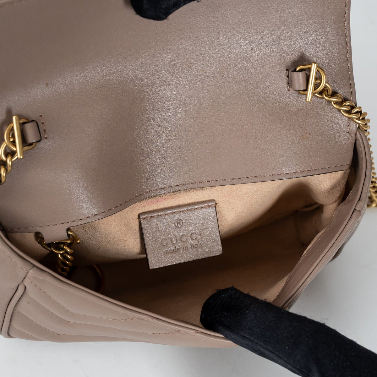 Gucci Mauve Nappa Leather GG Marmont Super Mini Crossbody Bag