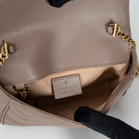 Gucci Mauve Nappa Leather GG Marmont Super Mini Crossbody Bag