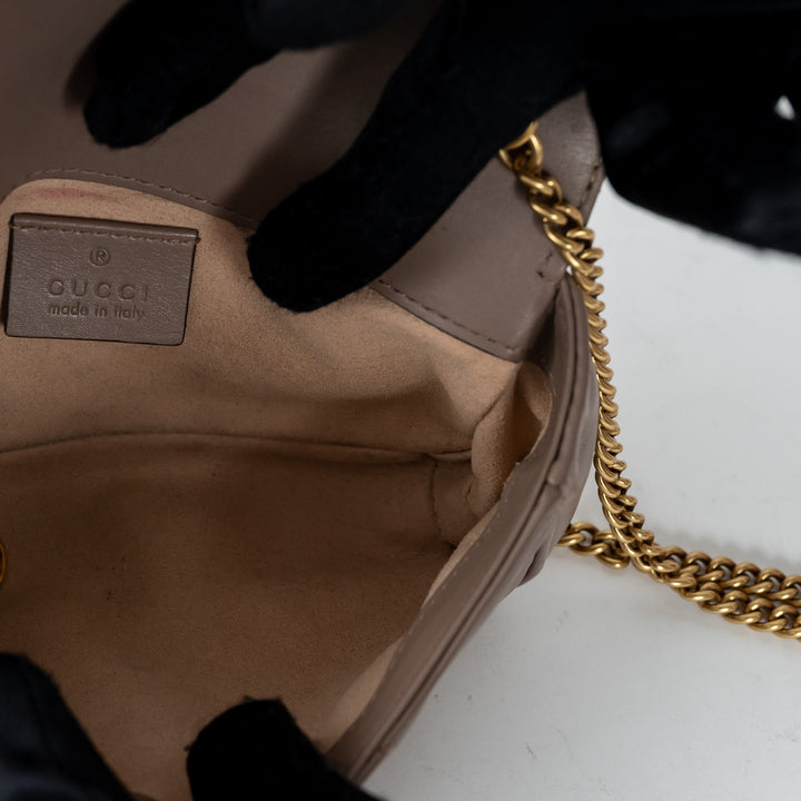 Gucci Mauve Nappa Leather GG Marmont Super Mini Crossbody Bag