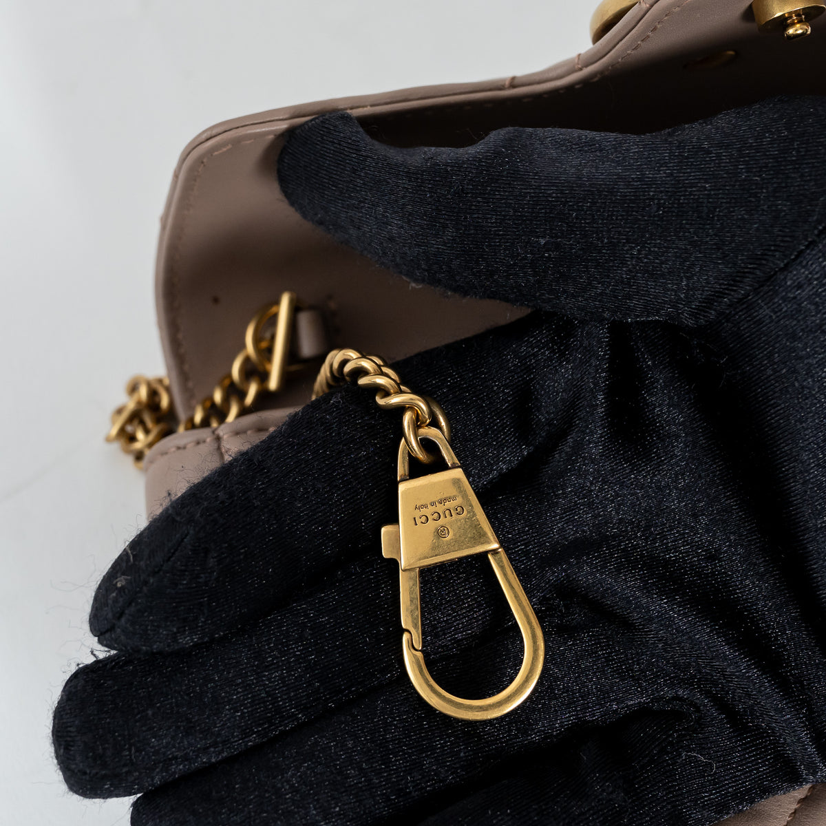 Gucci Mauve Nappa Leather GG Marmont Super Mini Crossbody Bag