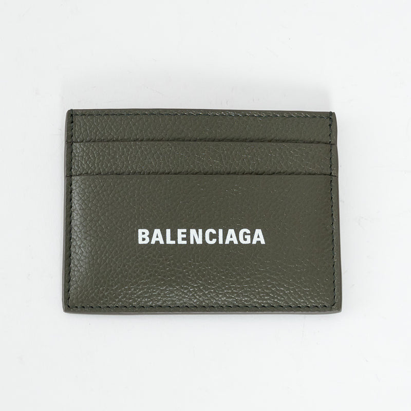 Balenciaga Khaki Green Grained Calfskin Leather Cardholder
