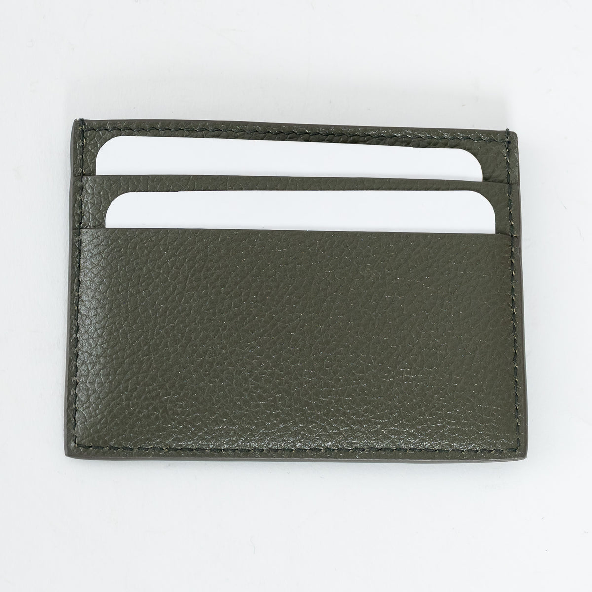Balenciaga Khaki Green Grained Calfskin Leather Cardholder