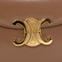 Celine Tan Shiny Calfskin Leather Triomphe Besace Clea Flap Bag