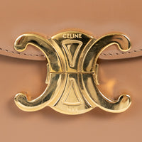 Celine Tan Shiny Calfskin Leather Triomphe Besace Clea Flap Bag