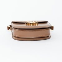 Celine Tan Shiny Calfskin Leather Triomphe Besace Clea Flap Bag