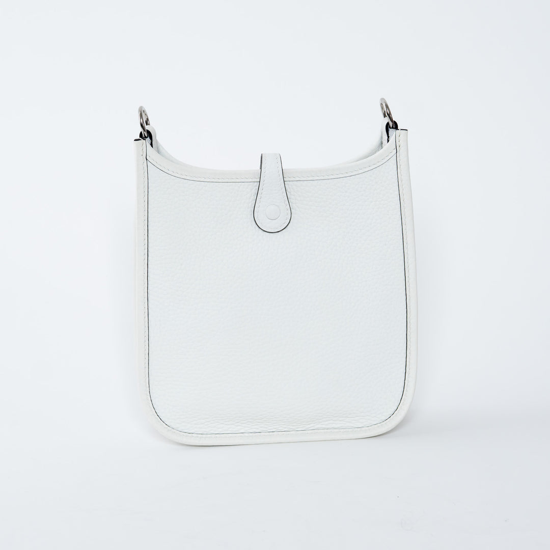 Hermes New White Clemence Leather Mini Evelyne 16