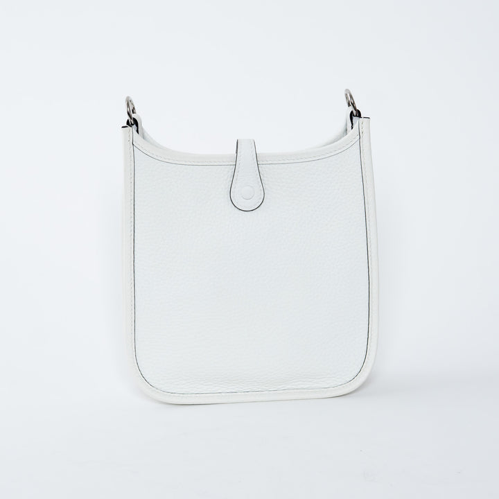 Hermes New White Clemence Leather Mini Evelyne 16