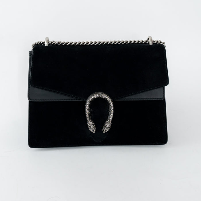Gucci Black Suede Large Dionysus Flap Bag