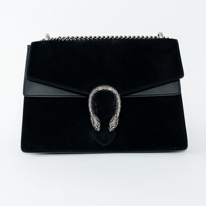 Gucci Black Suede Large Dionysus Flap Bag