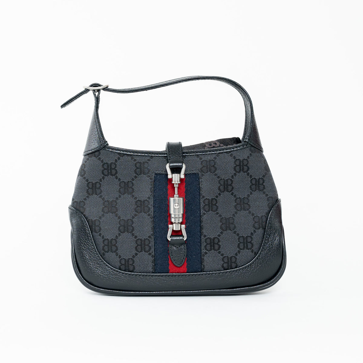 Gucci x Balenciaga Black BB Supreme Monogram Canvas The Hacker Project Jackie Mini Bag