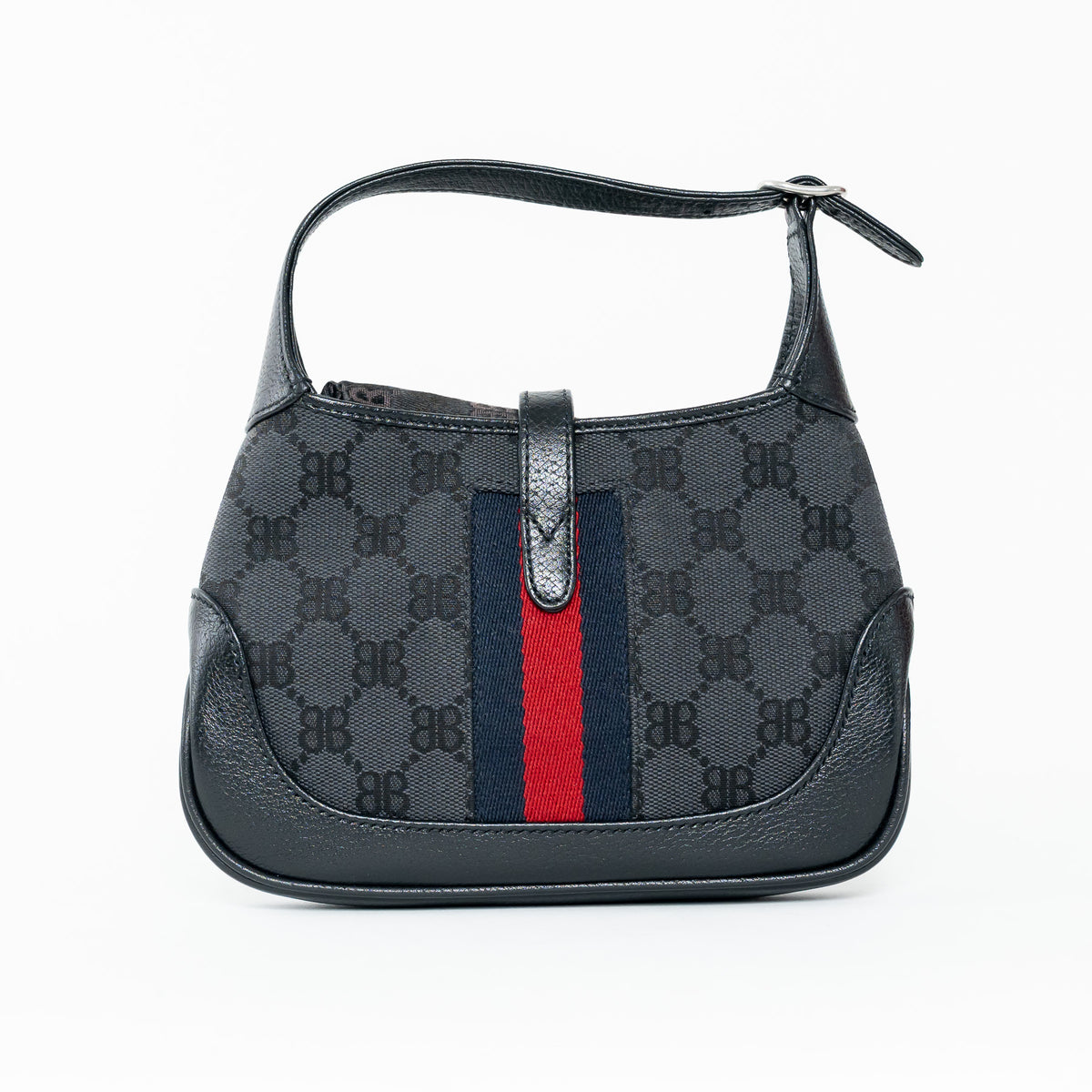 Gucci x Balenciaga Black BB Supreme Monogram Canvas The Hacker Project Jackie Mini Bag