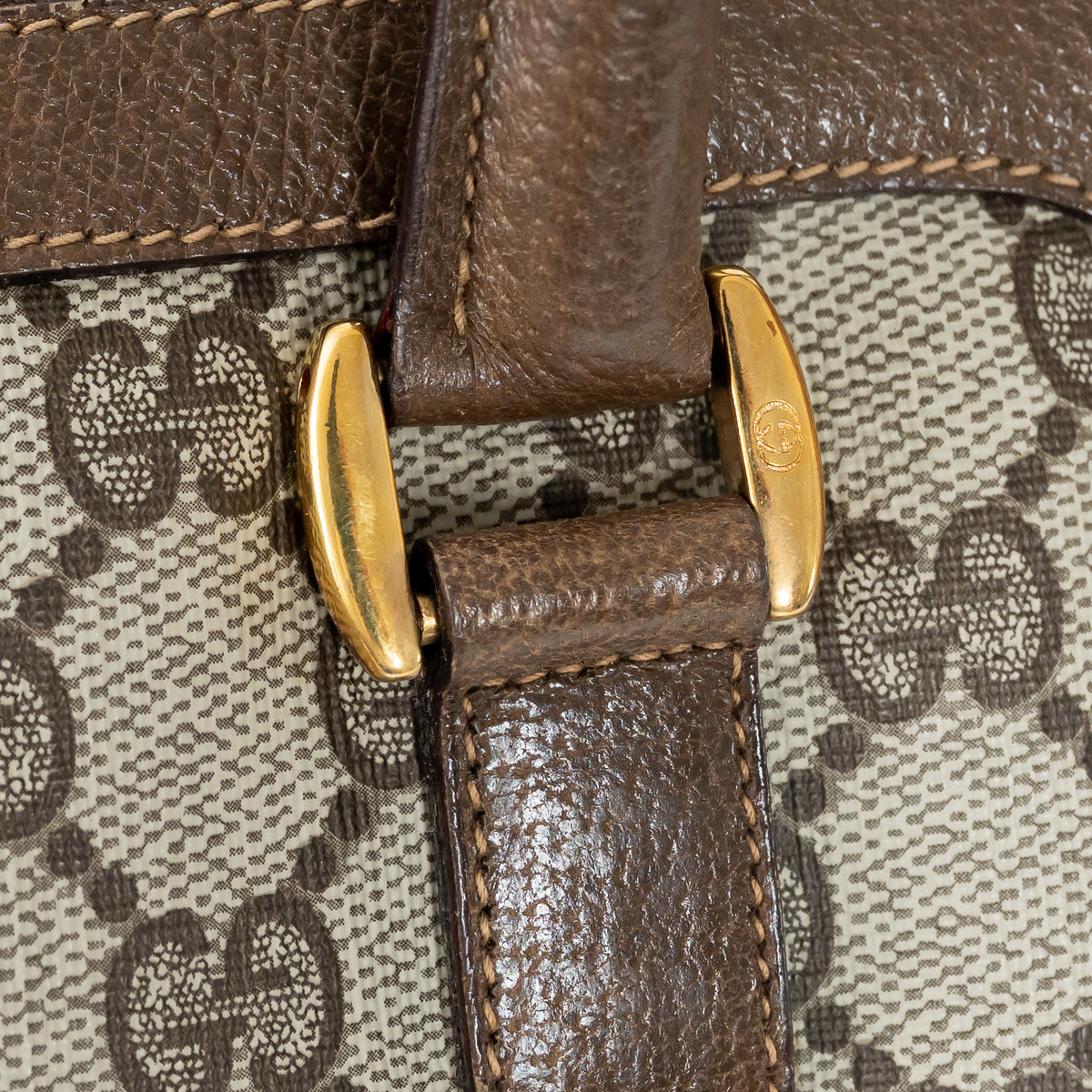 Gucci Beige GG Supreme Canvas Web Sherry Line Vintage Boston Bag