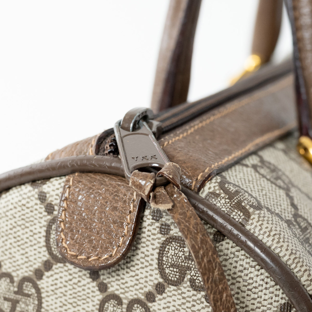 Gucci Beige GG Supreme Canvas Web Sherry Line Vintage Boston Bag