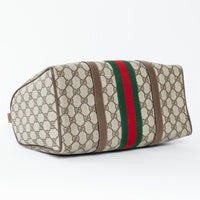 Gucci Beige GG Supreme Canvas Web Sherry Line Vintage Boston Bag