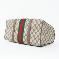 Gucci Beige GG Supreme Canvas Web Sherry Line Vintage Boston Bag