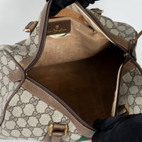 Gucci Beige GG Supreme Canvas Web Sherry Line Vintage Boston Bag