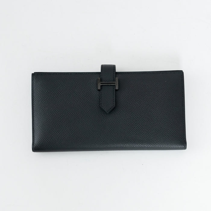 Hermes Black Epsom Leather Bearn Wallet