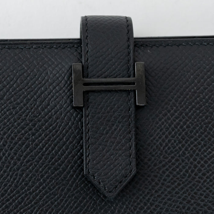 Hermes Black Epsom Leather Bearn Wallet