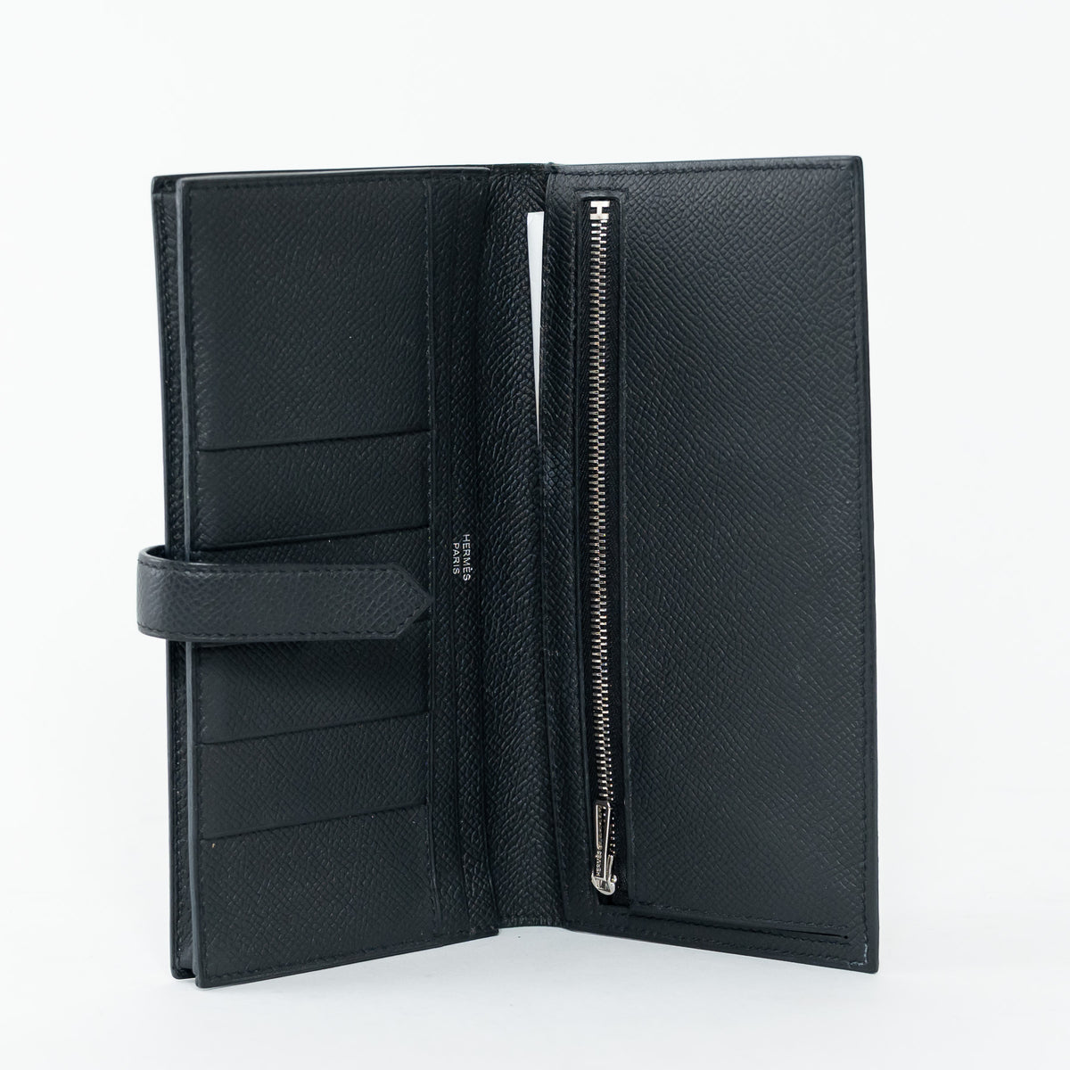 Hermes Black Epsom Leather Bearn Wallet