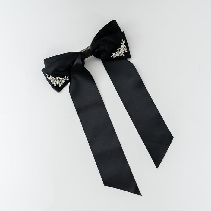 Simone Rocha Black Silk Blend Crystal Bow Hairclip