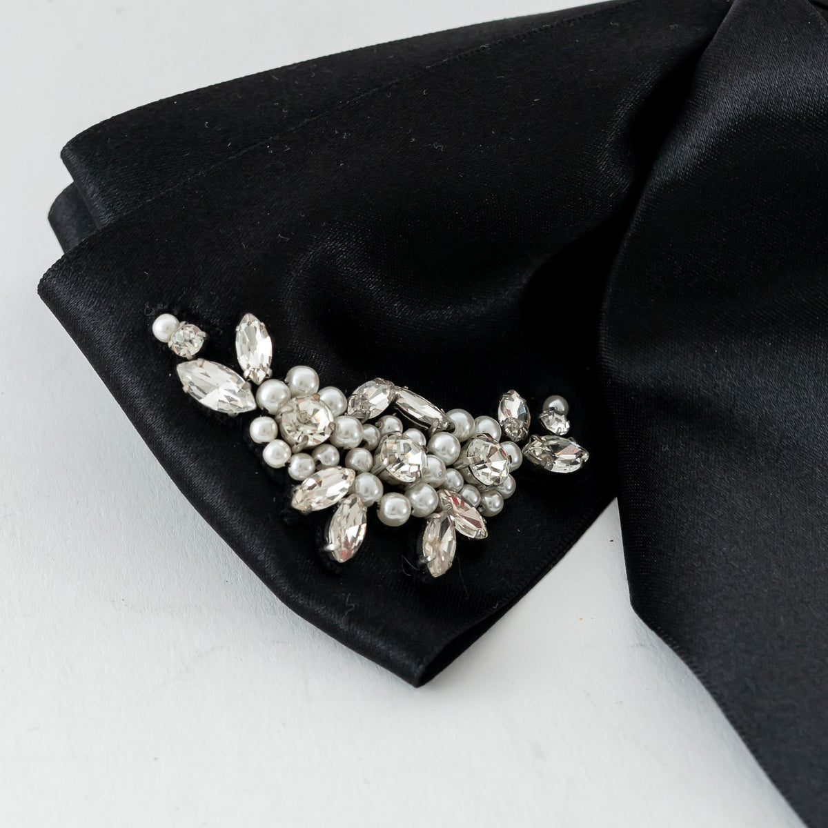 Simone Rocha Black Silk Blend Crystal Bow Hairclip
