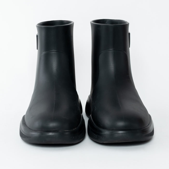 Prada Black Rubber Logo Ankle Boots Size 39