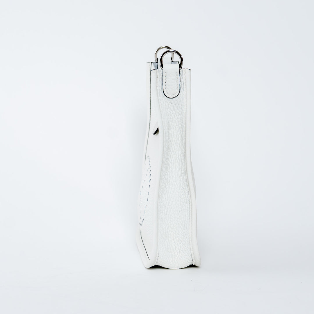 Hermes New White Clemence Leather Mini Evelyne 16