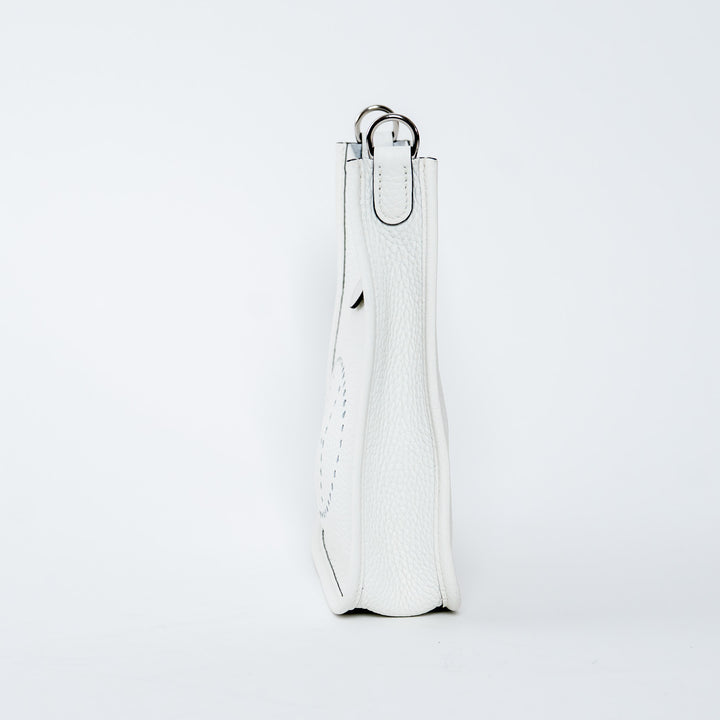 Hermes New White Clemence Leather Mini Evelyne 16