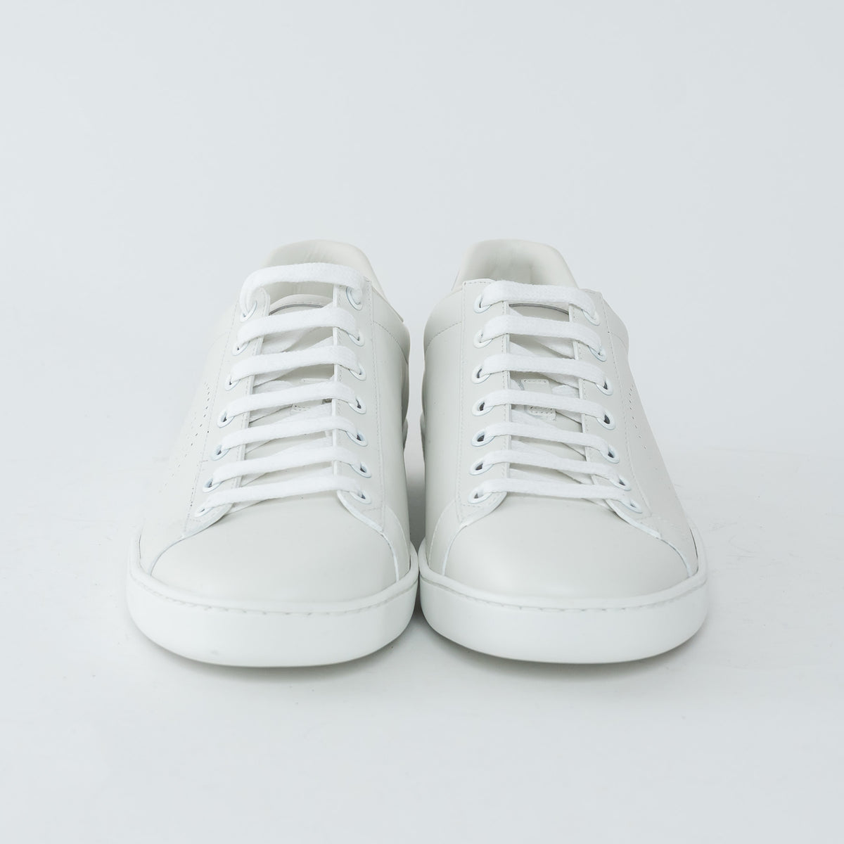 Gucci White Leather Perforated GG Low Top Sneakers Size 39.5