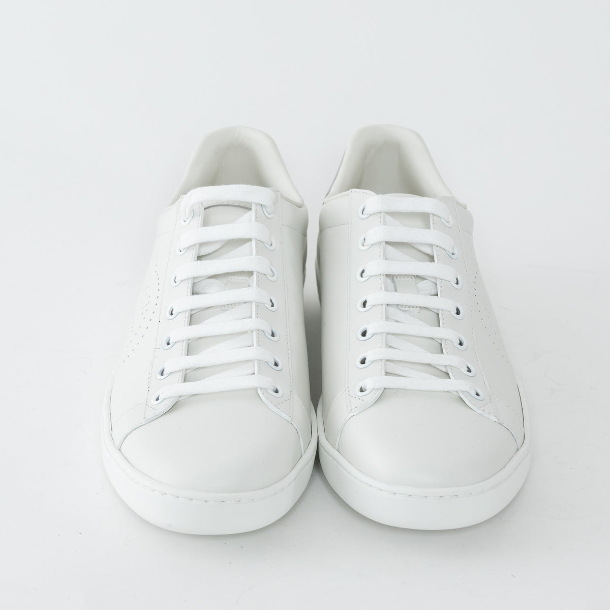 Gucci White Leather Perforated GG Low Top Sneakers Size 39.5