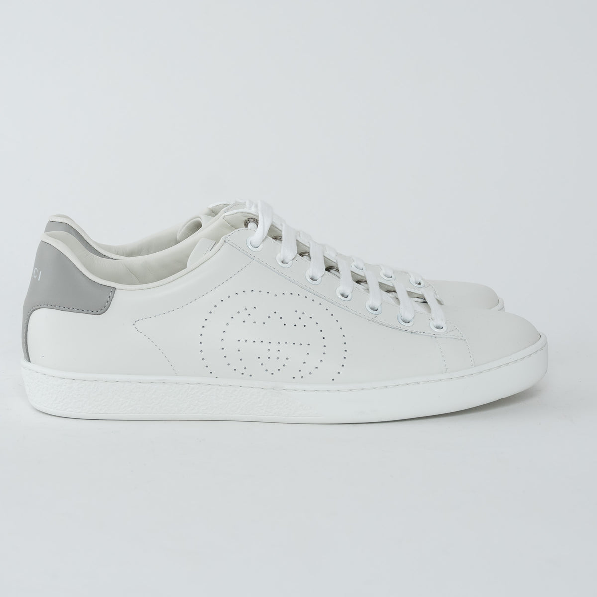 Gucci White Leather Perforated GG Low Top Sneakers Size 39.5