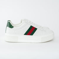 Gucci White Calf Leather Ace Platform Sneakers with Web Size 40