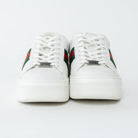 Gucci White Calf Leather Ace Platform Sneakers with Web Size 40