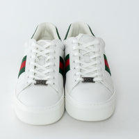 Gucci White Calf Leather Ace Platform Sneakers with Web Size 40