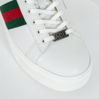 Gucci White Calf Leather Ace Platform Sneakers with Web Size 40