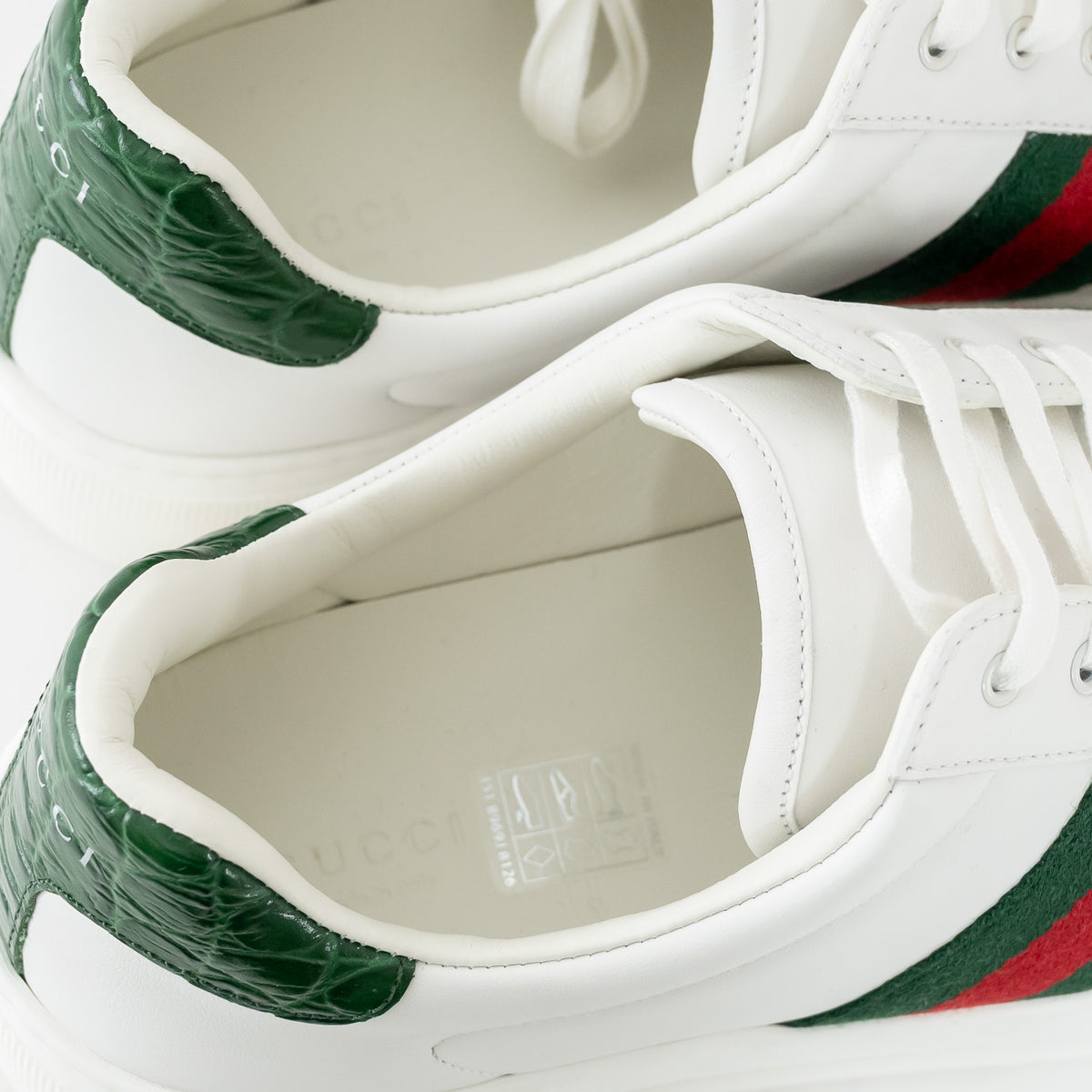 Gucci White Calf Leather Ace Platform Sneakers with Web Size 40