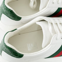 Gucci White Calf Leather Ace Platform Sneakers with Web Size 40